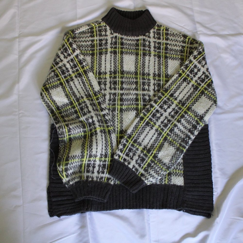 Nine West Women's Acrylic Plaid Pullover Turtleneck Sweater Size Small